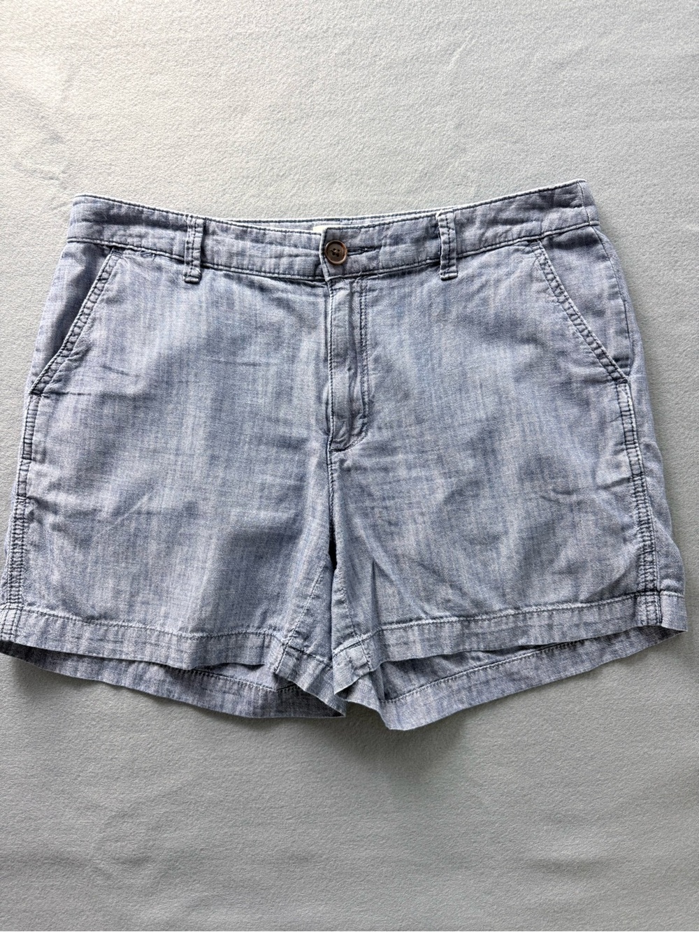 A New Day Size 8 Blue Chambray Chino Shorts 5” Inseam